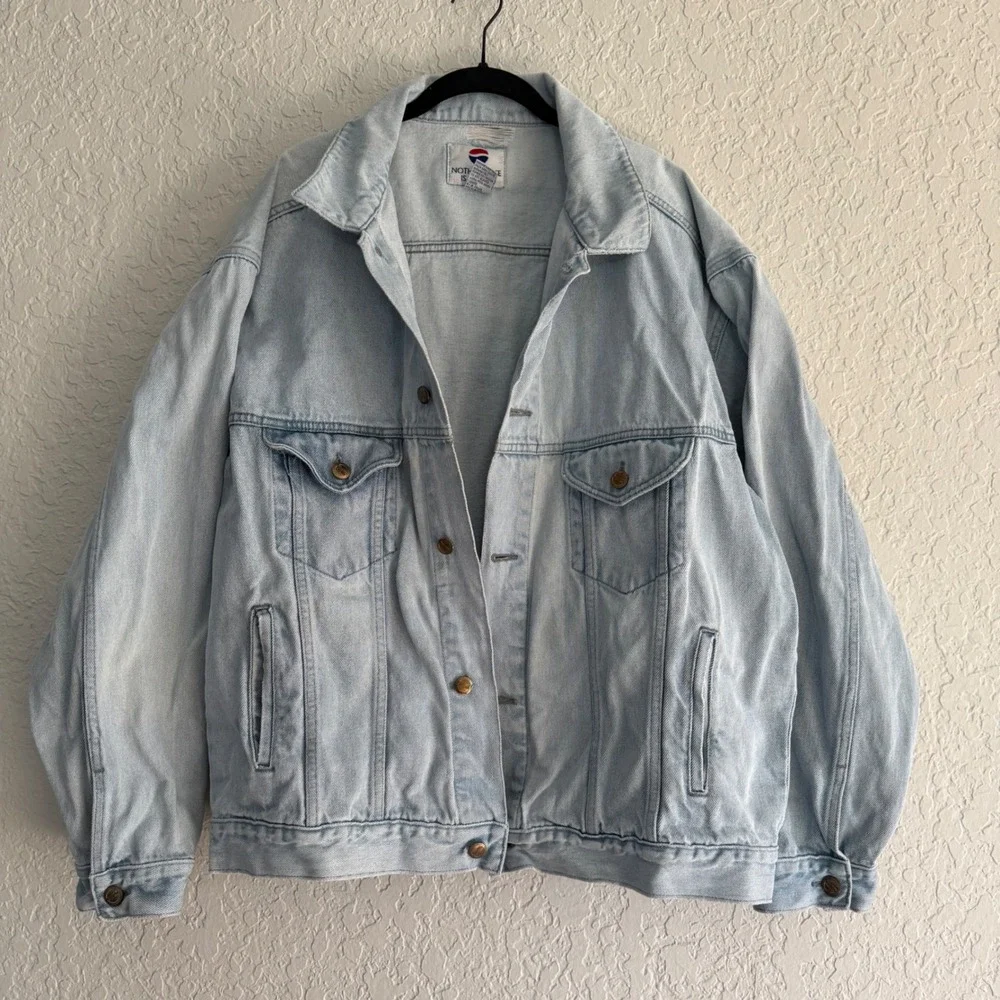 Vintage Pepsi Cola Denim Jean Jacket Long Sleeve‎ Coat Light Wash Distressed XL